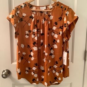 Liz Claiborne Honey Ginger Floral Blouse NWT Large